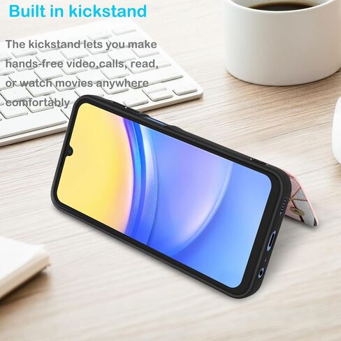 Tekcoo Galaxy A15 5G Wallet Case, Minimalist Luxury PU Leather ID Cash Credit Card Holder Slots Magnetic Closure Kickstand Folio Flip Slim Protective Cover for Samsung Galaxy A15 5G [Marble] in Saudi Arabia