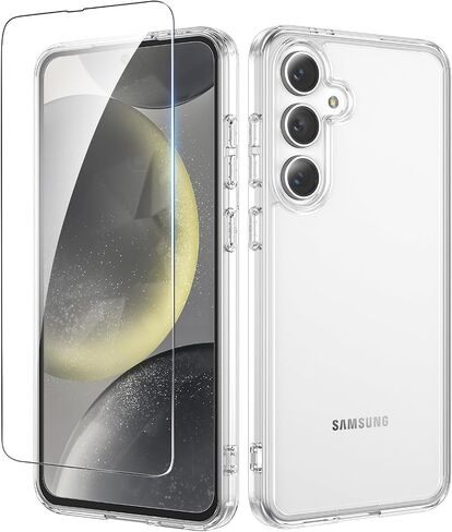Ruky for Samsung Galaxy S24 FE Case with Screen Protector, [Not for S23 FE] Non-Yellowing Transparent Shockproof Protective Slim Phone Case for Samsung Galaxy S24 FE, Clear in Kuwait