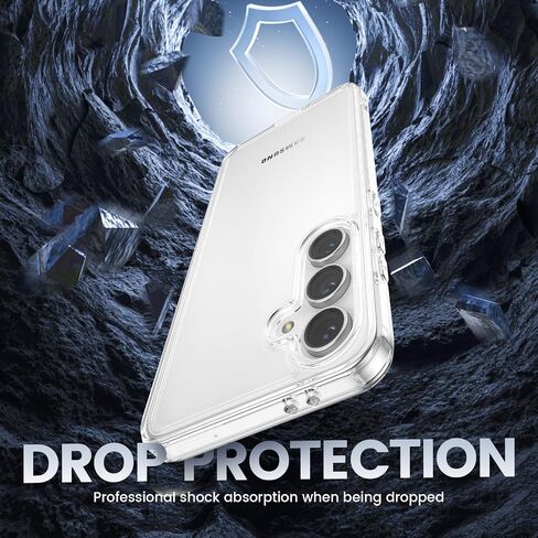Ruky for Samsung Galaxy S24 FE Case with Screen Protector, [Not for S23 FE] Non-Yellowing Transparent Shockproof Protective Slim Phone Case for Samsung Galaxy S24 FE, Clear in Kuwait