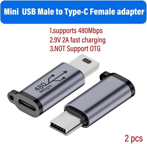 2 Pack Type-C Male to Micro USB Female Adapter，Micro USB to USB C Adapter 9v 2A Fast Charging， Supports 480Mbps Data Transfer Speed (Type-C Male to Micro USB Female) in Kuwait