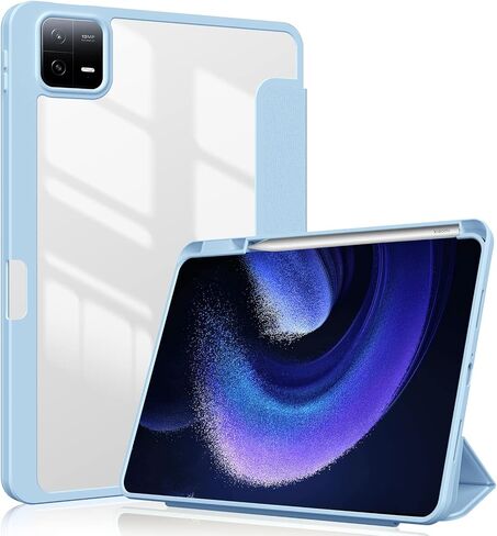 Xiaomi Pad 6/Pad 6 Pro Case with Pen Holder 11.0 inch 2023, Transparent Hard Shell Back Trifold Stand Protective Smart Cover for Xiaomi Pad 6/Pad 6 Pro, Lightweight, Auto Wake&Sleep, Black in Saudi Arabia