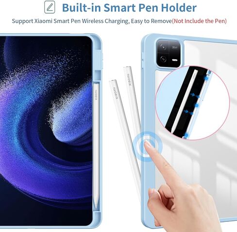Xiaomi Pad 6/Pad 6 Pro Case with Pen Holder 11.0 inch 2023, Transparent Hard Shell Back Trifold Stand Protective Smart Cover for Xiaomi Pad 6/Pad 6 Pro, Lightweight, Auto Wake&Sleep, Black in Saudi Arabia