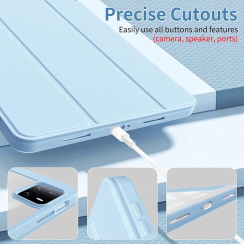 Xiaomi Pad 6/Pad 6 Pro Case with Pen Holder 11.0 inch 2023, Transparent Hard Shell Back Trifold Stand Protective Smart Cover for Xiaomi Pad 6/Pad 6 Pro, Lightweight, Auto Wake&Sleep, Black in Saudi Arabia