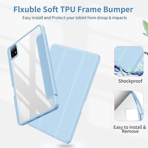 Xiaomi Pad 6/Pad 6 Pro Case with Pen Holder 11.0 inch 2023, Transparent Hard Shell Back Trifold Stand Protective Smart Cover for Xiaomi Pad 6/Pad 6 Pro, Lightweight, Auto Wake&Sleep, Black in Saudi Arabia