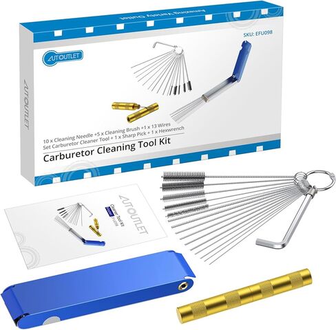 طقم أدوات تنظيف المكربن من مجموعة أسلاك من 13 قطعة + 20 × إبرة تنظيف + 10 × فرشاة تنظيف + 2 × مفتاح سداسي للدراجة النارية ATV مكنسة ملحوم كارب in Kuwait