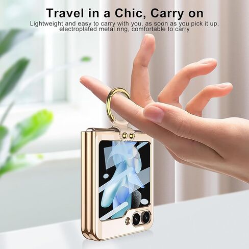 DEMCERT for Samsung Galaxy Z Flip 6 Case with Separate Tempered Film, Plated PC Crystal Cover, Ultra-Thin Transparent Folding Screen Samsung Flip 6 Protective Cover (Clear P) in Saudi Arabia