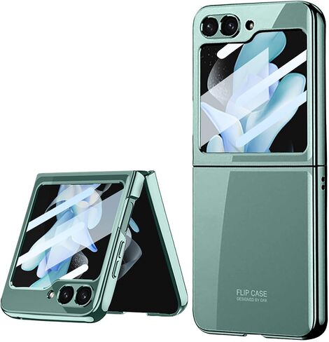 DEMCERT for Samsung Galaxy Z Flip 6 Case with Separate Tempered Film, Plated PC Crystal Cover, Ultra-Thin Transparent Folding Screen Samsung Flip 6 Protective Cover (Clear P) in Saudi Arabia
