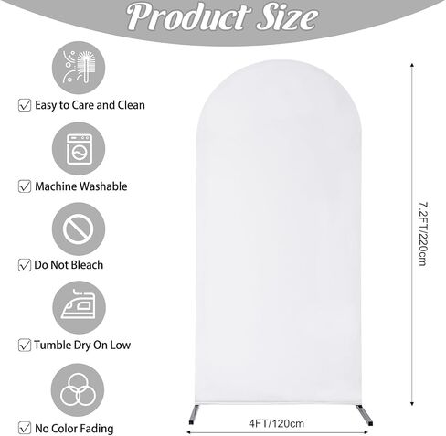 Youbetia Arch Backdrop Cover - 7.2FT Wedding Arch Stand Covers, White Round Top Spandex Arch Cover for Birthday Party Ceremony Banquet Arch Stand Decoration in Saudi Arabia