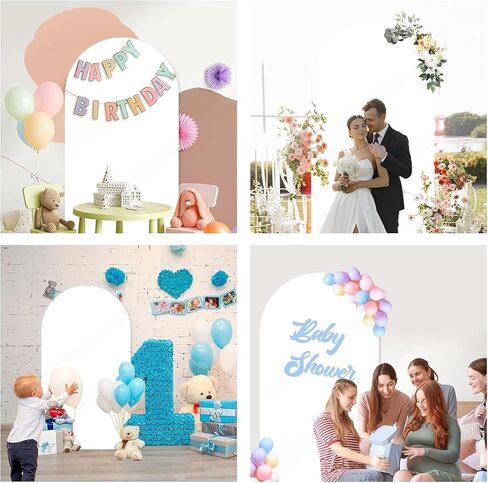 Youbetia Arch Backdrop Cover - 7.2FT Wedding Arch Stand Covers, White Round Top Spandex Arch Cover for Birthday Party Ceremony Banquet Arch Stand Decoration in Saudi Arabia