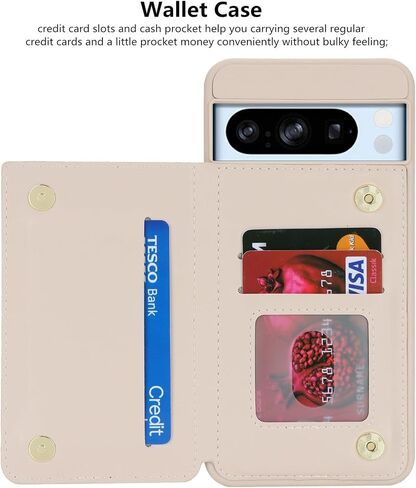 iCoverCase Compatible with Google Pixel 8 Pro Case with Card Holder, Wallet Phone Case for Women Men [RFID Blocking] PU Leather Protective Wallet Case for Pixel 8 Pro (Beige) in Saudi Arabia