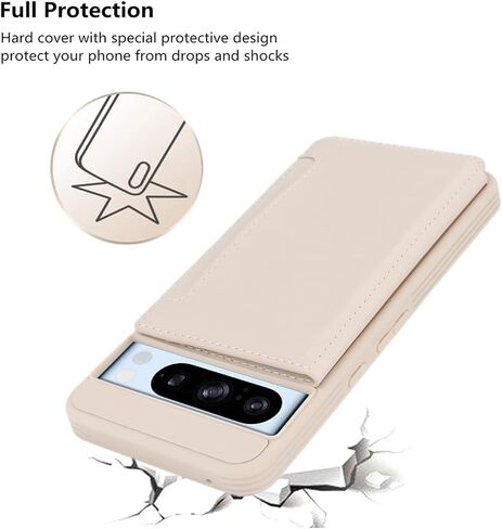 iCoverCase Compatible with Google Pixel 8 Pro Case with Card Holder, Wallet Phone Case for Women Men [RFID Blocking] PU Leather Protective Wallet Case for Pixel 8 Pro (Beige) in Saudi Arabia