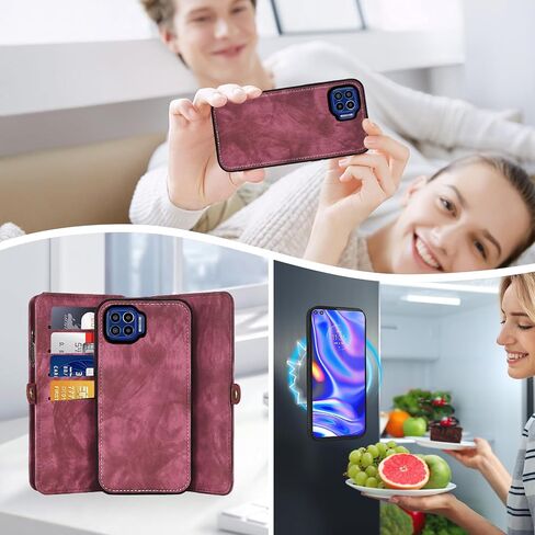 Asuwish Phone Case for Moto One 5G/One5G UW/Moto G G5 Plus Zipper Wallet Detachable Cell Cover with Tempered Glass Screen Protector Strap Flip Card Holder Motorola One Lite XT2075-1 Women Girls Black in Saudi Arabia