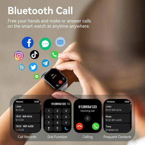 Smart Watch for Men Women (Make/Answer Call), 2.0" HD Health Fitness Tracker with Heart Rate, Blood Oxygen, Sleep Tracker, Pedometer, 100+ Sport Modes IP68 Waterproof Activity Tackers for Android iOS in Saudi Arabia