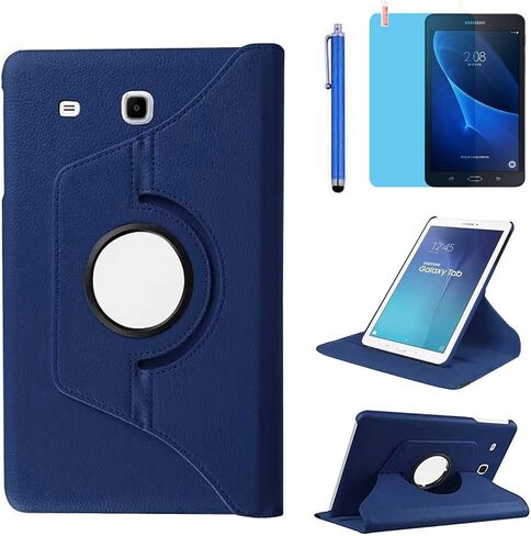 Case for Samsung Galaxy Tab A 7.0 inch 2016 Tablet (SM-T280 SM-T285),360 Degree Rotating Stand Case Full Protective Cover,with Stylus Pen,Screen Film (Deep Blue) in Saudi Arabia
