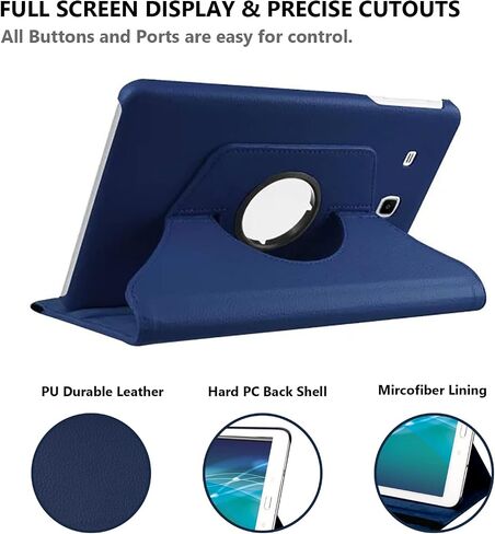 Case for Samsung Galaxy Tab A 7.0 inch 2016 Tablet (SM-T280 SM-T285),360 Degree Rotating Stand Case Full Protective Cover,with Stylus Pen,Screen Film (Deep Blue) in Saudi Arabia