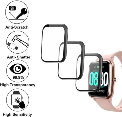 واقي شاشة ثلاثي الأبعاد متوافق مع الساعة الذكية lezoura T31F مقاس 1.83 بوصة، 3 عبوات in Kuwait