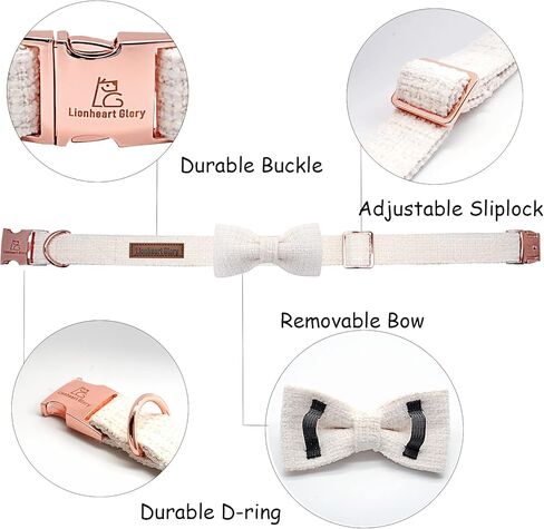 Lionheart glory Dog Bow Collar Pink Dog Collars for Female Dogs Adjustable Soft Dog Collars with Bowtie, Pet Collars Bow Tie for Large Dogs Gift in Kuwait