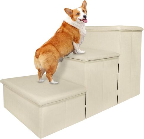 Dog Stairs, Foldable Pet Steps for Bed and Couch with Storage, 2-Step Non-Slip Balanced Dog Indoor Ramp for Dogs and Cats (Gray) in Saudi Arabia