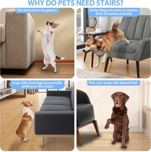 Dog Stairs, Foldable Pet Steps for Bed and Couch with Storage, 2-Step Non-Slip Balanced Dog Indoor Ramp for Dogs and Cats (Gray) in Saudi Arabia
