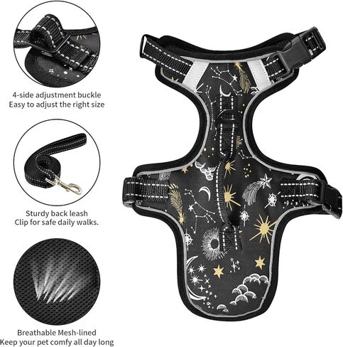 Halloween Skull Pumpkin Dog/Cat Harness, Reflective No-Pull Pet Harness with 2 Leash Clips, Fully Adjustable Soft Padded Dog Vest, No-Choke Pet Oxford Vest in Kuwait