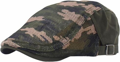 Reyox Unisex Breathable Mesh Summer Cap Adjustable Camo Flat Cap Beret Cabbie Ivy Hat in Saudi Arabia