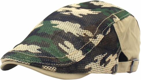 Reyox Unisex Breathable Mesh Summer Cap Adjustable Camo Flat Cap Beret Cabbie Ivy Hat in Saudi Arabia
