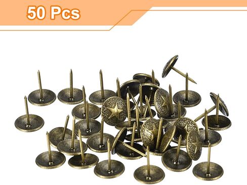 uxcell Upholstery Tacks Nail Pin Furniture, 50Pcs 16x20mm Thumb Tack Pins Assortment Kit Carbon Steel for Home Sofa DIY Decorative Nail Heads Nails, Gold in Saudi Arabia