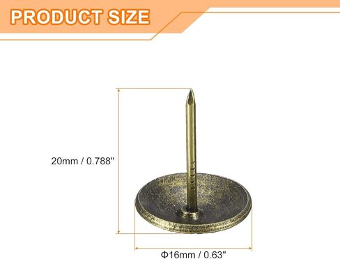uxcell Upholstery Tacks Nail Pin Furniture, 50Pcs 16x20mm Thumb Tack Pins Assortment Kit Carbon Steel for Home Sofa DIY Decorative Nail Heads Nails, Gold in Saudi Arabia