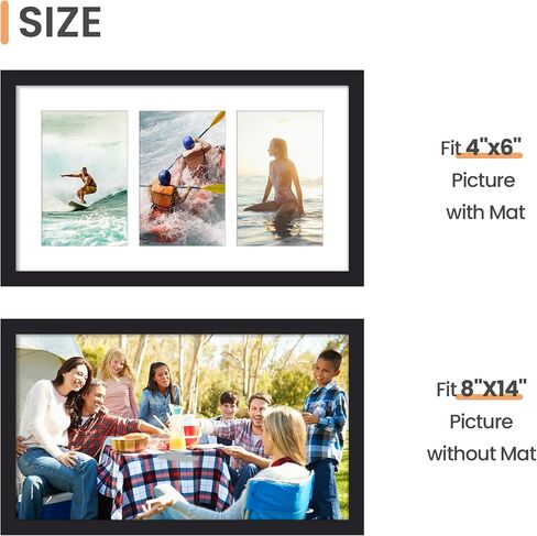 upsimples 11x15 Picture Frame, Display Pictures 5 4x6 with Mat or 11x15 Without Mat, Wall Hanging 5 4x6 Picture Frame Collage Wall Decor, Black, 1 Pack in Saudi Arabia