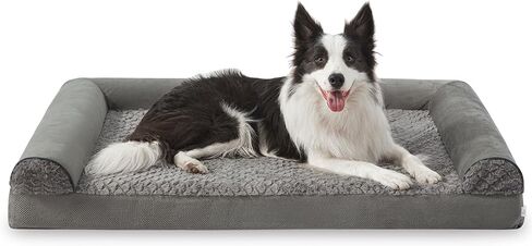 JOEJOY سرير كلب لتقويم العظام للكلاب الكبيرة جدًا، سرير أريكة للكلاب كبير جدًا، سرير كلب من إسفنج الذاكرة على شكل حرف U مع غطاء قابل للإزالة وقابل للغسل، بطانة مقاومة للماء، مسند مريح، 42 بوصة × 30 بوصة × 6.5 بوصة، بني in Kuwait