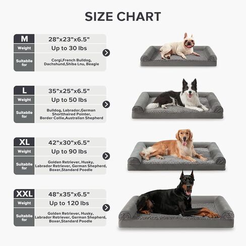 JOEJOY سرير كلب لتقويم العظام للكلاب الكبيرة جدًا، سرير أريكة للكلاب كبير جدًا، سرير كلب من إسفنج الذاكرة على شكل حرف U مع غطاء قابل للإزالة وقابل للغسل، بطانة مقاومة للماء، مسند مريح، 42 بوصة × 30 بوصة × 6.5 بوصة، بني in Kuwait