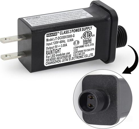 PremierAdapter CZJUTAI JT-DC050V1000 5V1A IP44 سائق LED منخفض الجهد، استبدال قابس الولايات المتحدة الأمريكية لسلسلة الضوء، ضوء جهاز العرض، أضواء الجنية [X250] in Kuwait