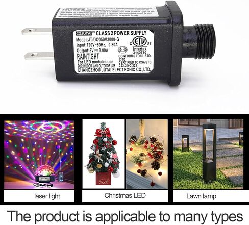 PremierAdapter CZJUTAI JT-DC050V1000 5V1A IP44 سائق LED منخفض الجهد، استبدال قابس الولايات المتحدة الأمريكية لسلسلة الضوء، ضوء جهاز العرض، أضواء الجنية [X250] in Kuwait
