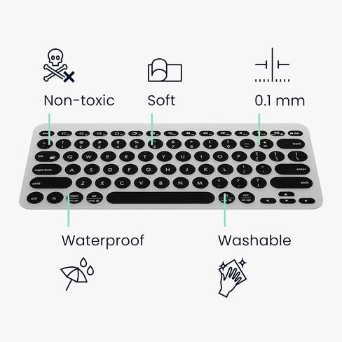 kwmobile Keyboard Cover Compatible with Logitech K380 - Keyboard Cover US English QWERTY - Black in Saudi Arabia