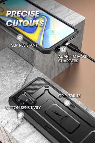 SUPCASE for Samsung Galaxy A51 5G Case [Not Fit Galaxy A51 4G Version], [Built-in Screen Protector & Stand & Belt Clip] Full-Body Heavy Duty Rugged Protective Phone Case for Galaxy A51 5G, Black in Saudi Arabia