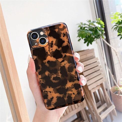 Abbery لهاتف iPhone 13، حافظة سلحفاة الفهد، طباعة الفهد، تصميم عصري لطيف على شكل حيوان، مرن ناعم من مادة TPU الواقية للنساء والفتيات باللون البني الداكن، غطاء هاتف مقاوم للصدمات لهاتف iPhone 13 in Kuwait