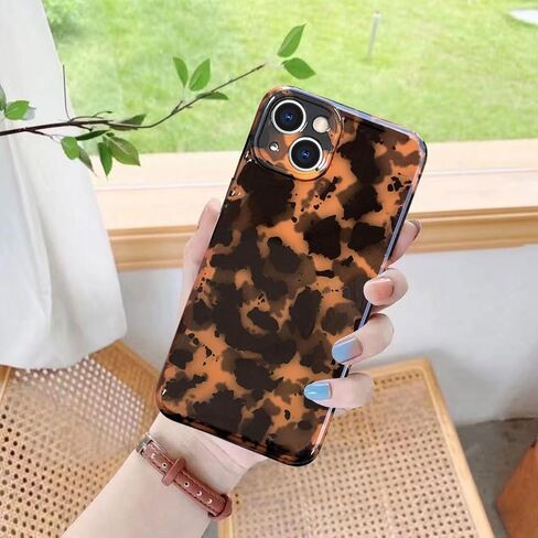 Abbery لهاتف iPhone 13، حافظة سلحفاة الفهد، طباعة الفهد، تصميم عصري لطيف على شكل حيوان، مرن ناعم من مادة TPU الواقية للنساء والفتيات باللون البني الداكن، غطاء هاتف مقاوم للصدمات لهاتف iPhone 13 in Kuwait