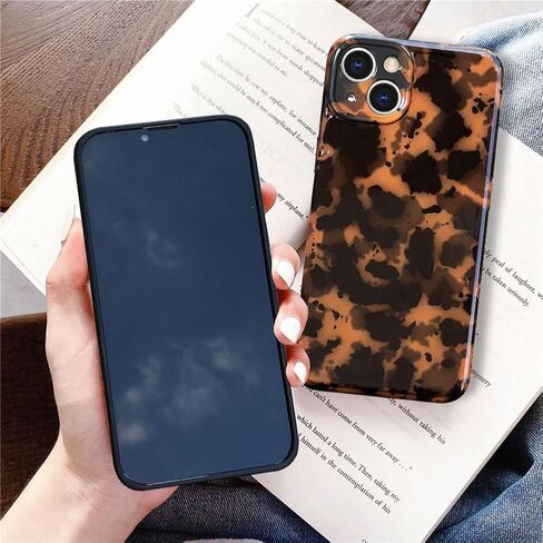 Abbery لهاتف iPhone 13، حافظة سلحفاة الفهد، طباعة الفهد، تصميم عصري لطيف على شكل حيوان، مرن ناعم من مادة TPU الواقية للنساء والفتيات باللون البني الداكن، غطاء هاتف مقاوم للصدمات لهاتف iPhone 13 in Kuwait