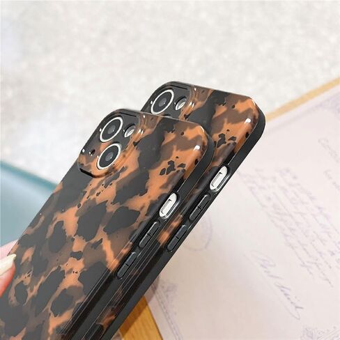 Abbery لهاتف iPhone 13، حافظة سلحفاة الفهد، طباعة الفهد، تصميم عصري لطيف على شكل حيوان، مرن ناعم من مادة TPU الواقية للنساء والفتيات باللون البني الداكن، غطاء هاتف مقاوم للصدمات لهاتف iPhone 13 in Kuwait
