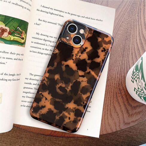 Abbery لهاتف iPhone 13، حافظة سلحفاة الفهد، طباعة الفهد، تصميم عصري لطيف على شكل حيوان، مرن ناعم من مادة TPU الواقية للنساء والفتيات باللون البني الداكن، غطاء هاتف مقاوم للصدمات لهاتف iPhone 13 in Kuwait