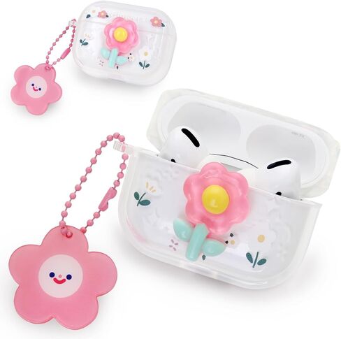 حافظة AirPods Pro متوافقة مع Djpoaug، حافظة كاملة من جلد السيليكون المقاوم للصدمات، حافظة سماعة رأس بلوتوث على شكل زهرة لطيفة، حافظة ناعمة للنساء (AirPods Pro 2) in Saudi Arabia