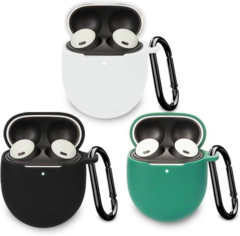 3 عبوات | حافظة AutoSonic مصممة لسماعات Google Pixel Buds Pro | مادة سيليكون ناعمة، جلد واقي لسماعات الأذن بكسل | الأسود والأبيض والأخضر in Kuwait