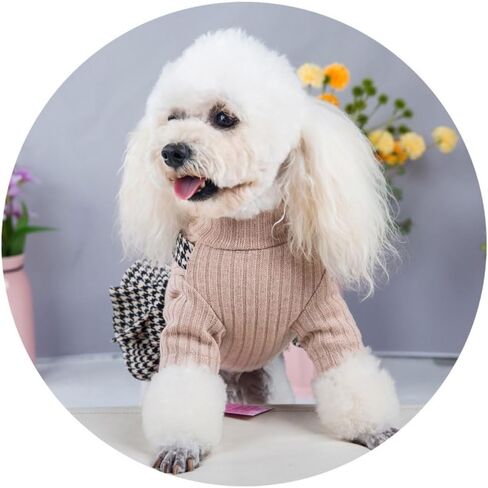 Dog Sweater for Small Dogs Girls,Warm Pet Sweater Cute Knitted Classic dog dresses，Dog Clothes Coat for Puppy Cat（Brown，Medium in Saudi Arabia