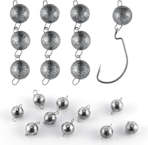10 Pack Fishing Weights Sinkers with Snaps, Fishing Jig Heads Cheburashka Ball Weights, Quick Change Cannonball Sinkers Stainless Steel Clip Lead Bead Head Weight for DIY rigs Lures Leaders in Saudi Arabia