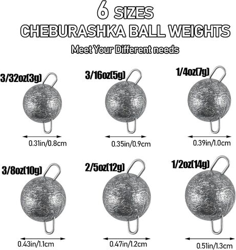 10 Pack Fishing Weights Sinkers with Snaps, Fishing Jig Heads Cheburashka Ball Weights, Quick Change Cannonball Sinkers Stainless Steel Clip Lead Bead Head Weight for DIY rigs Lures Leaders in Saudi Arabia