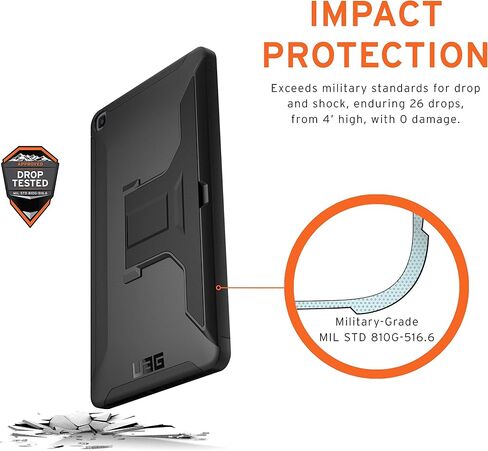 URBAN ARMOR GEAR UAG حافظة سامسونج جالاكسي تاب A 8.4 (2020) (SM-T307) كشاف مع مسند [أسود] غطاء واقٍ متين تم اختباره من قبل الجيش in Saudi Arabia
