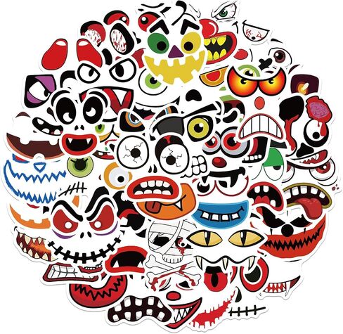50 Pcs Halloween Ghost Theme Stickers, Cute Ghost Decorative Stickers for Kids Adults, Pack Halloween Waterproof Vinyl Stickers of Water Bottle (Ghost) in Kuwait