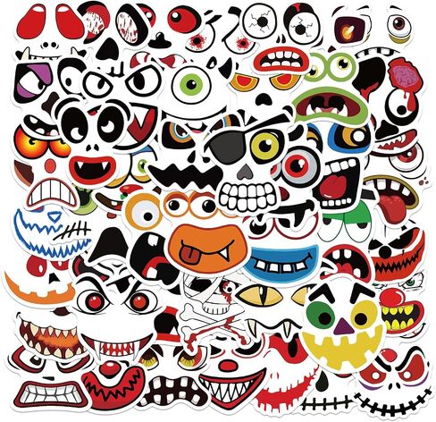 50 Pcs Halloween Ghost Theme Stickers, Cute Ghost Decorative Stickers for Kids Adults, Pack Halloween Waterproof Vinyl Stickers of Water Bottle (Ghost) in Kuwait