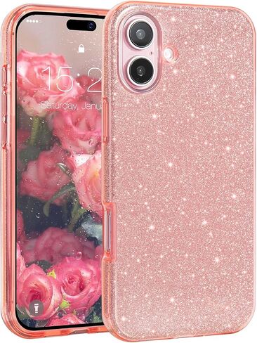 MATEPROX Compatible with iPhone 16 Pro Case, Glitter Bling 3-Layer Shockproof Anti-Scratch Cover 6.3'' for Girls Women,Trendy Sparkle Protective Christmas Cases for iPhone 16Pro-Red in Saudi Arabia
