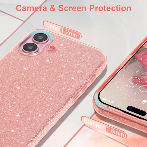 MATEPROX Compatible with iPhone 16 Pro Case, Glitter Bling 3-Layer Shockproof Anti-Scratch Cover 6.3'' for Girls Women,Trendy Sparkle Protective Christmas Cases for iPhone 16Pro-Red in Saudi Arabia